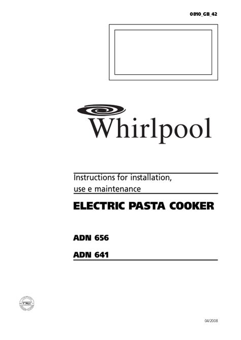 Ver en a la carta View and download whirlpool adn500 operating and maintenance instructions manual online.
